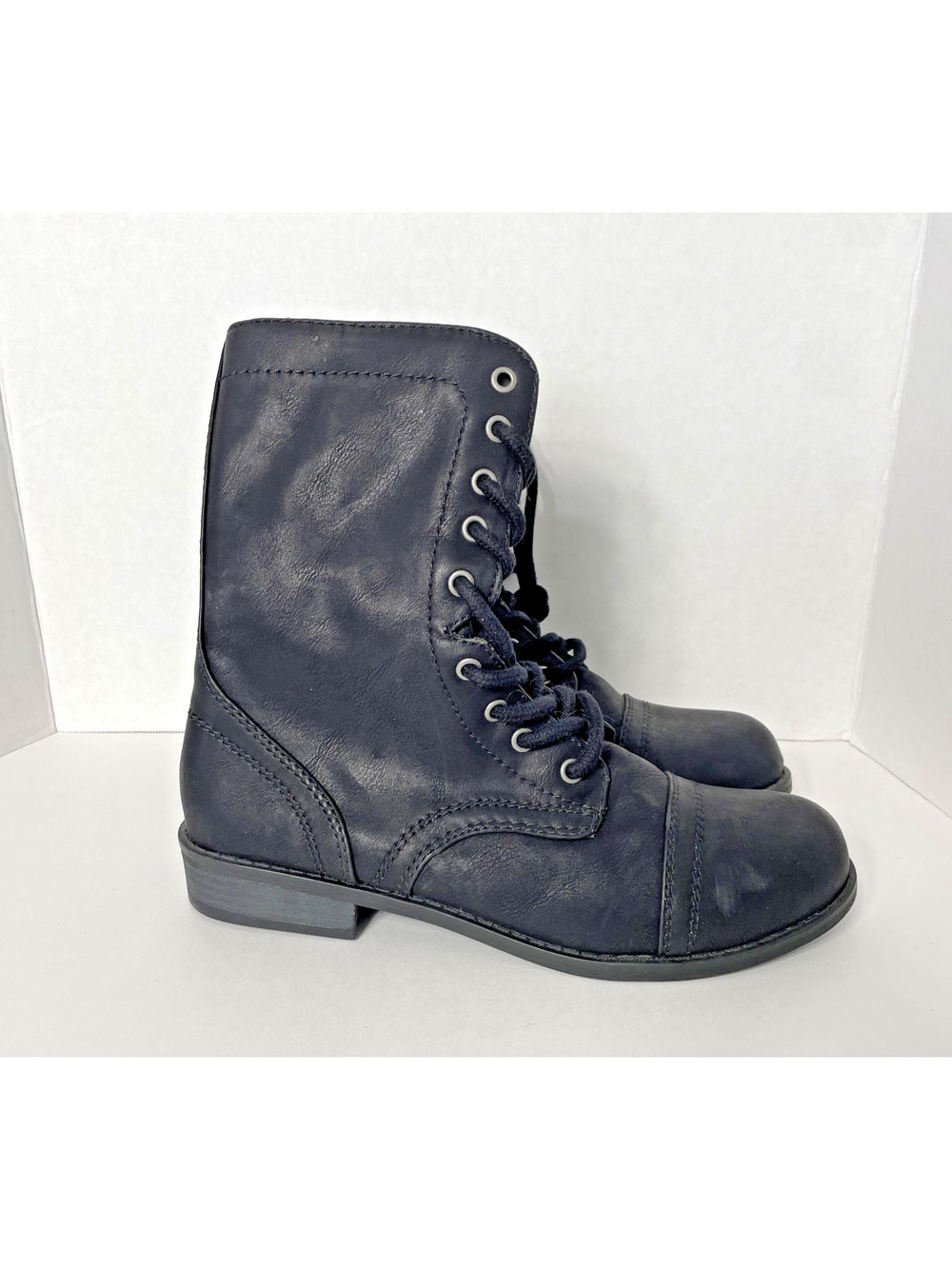 FADED GLORY Black Lace Up Combat Boots Size 10